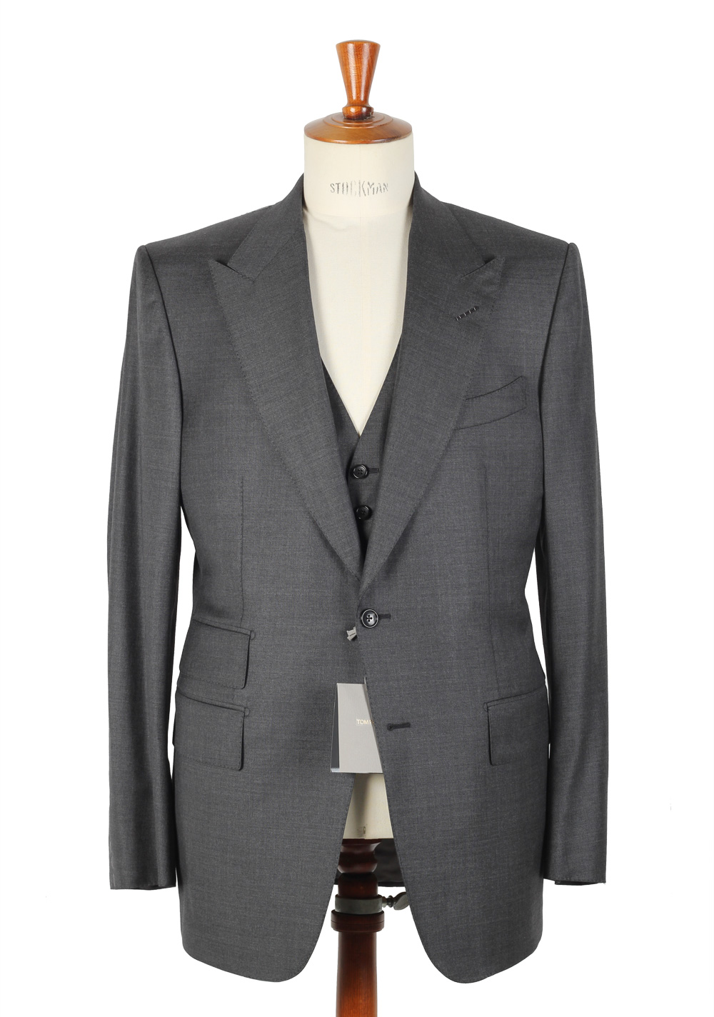 TOM FORD Suit 3 Piece Size 52L / 42L . Wool | Costume Limité