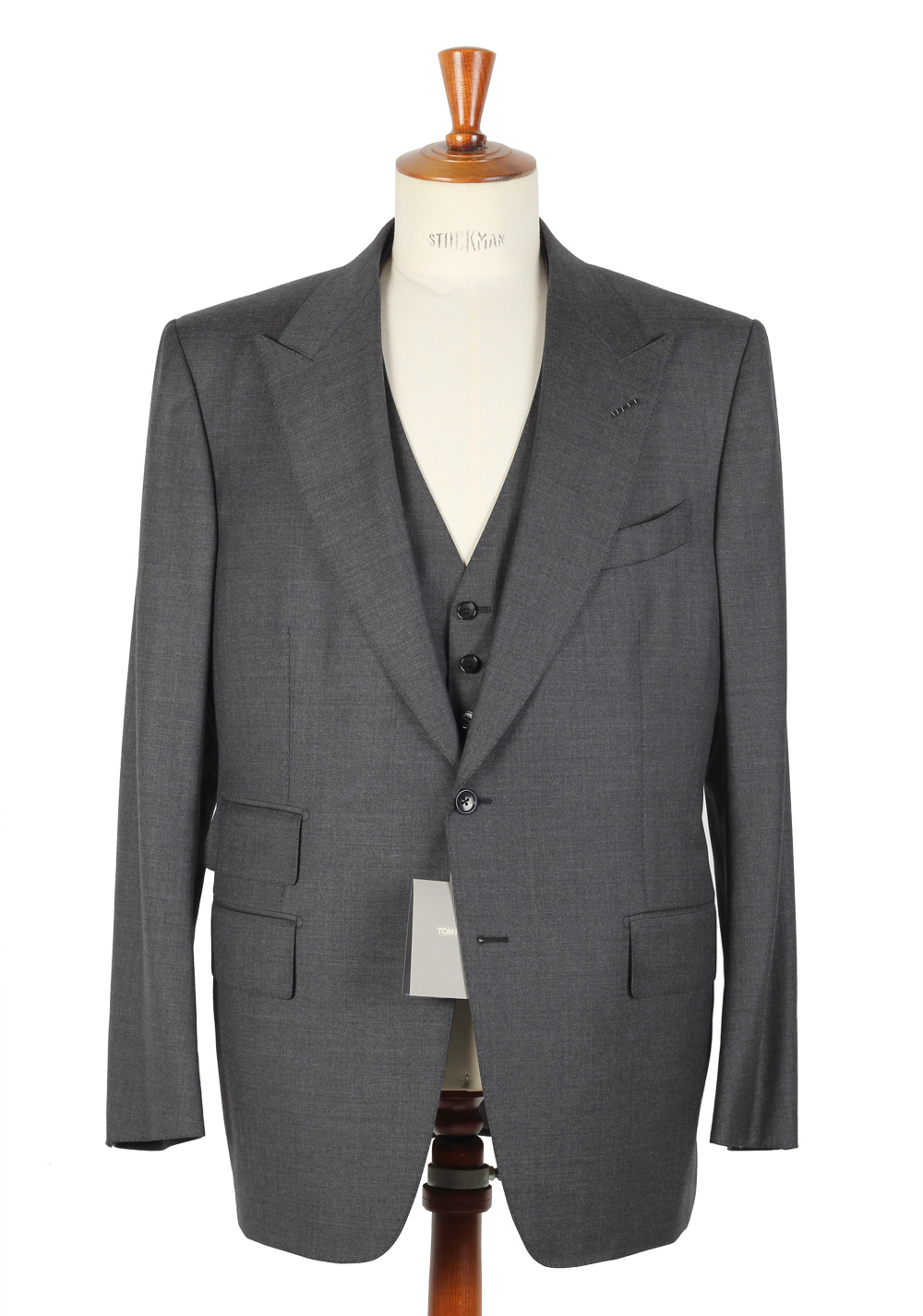 TOM FORD Suit 3 Piece Size 56 / 46R U.S. Wool | Costume Limité