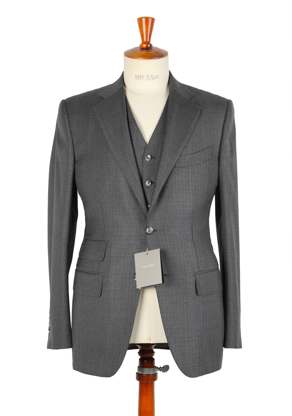 TOM FORD Gray Suit 3 Piece Size 48R / 38 U.S. Wool Silk Base B ...