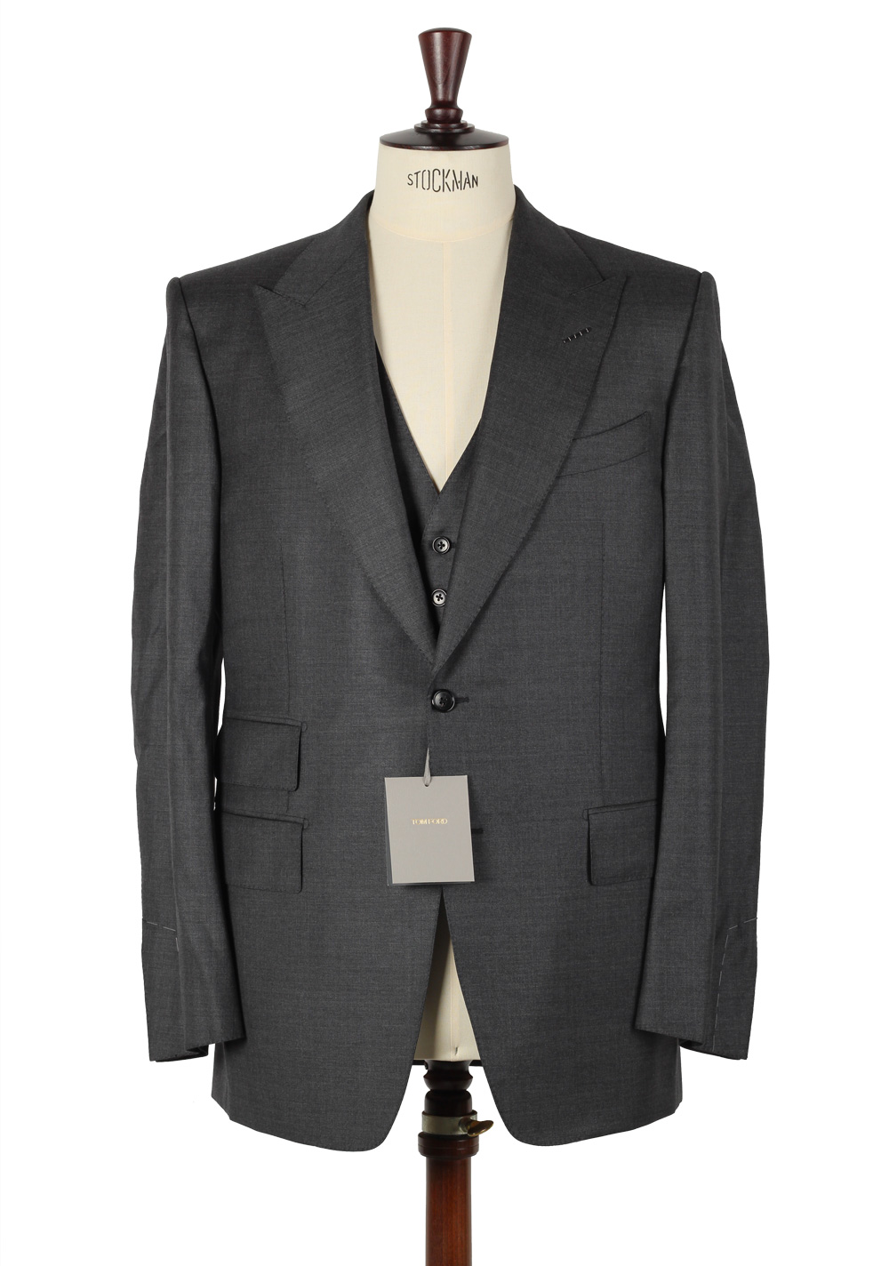 TOM FORD Gray 3 Piece Suit Size 54L / 44L U.S. Wool Fit A | Costume Limité