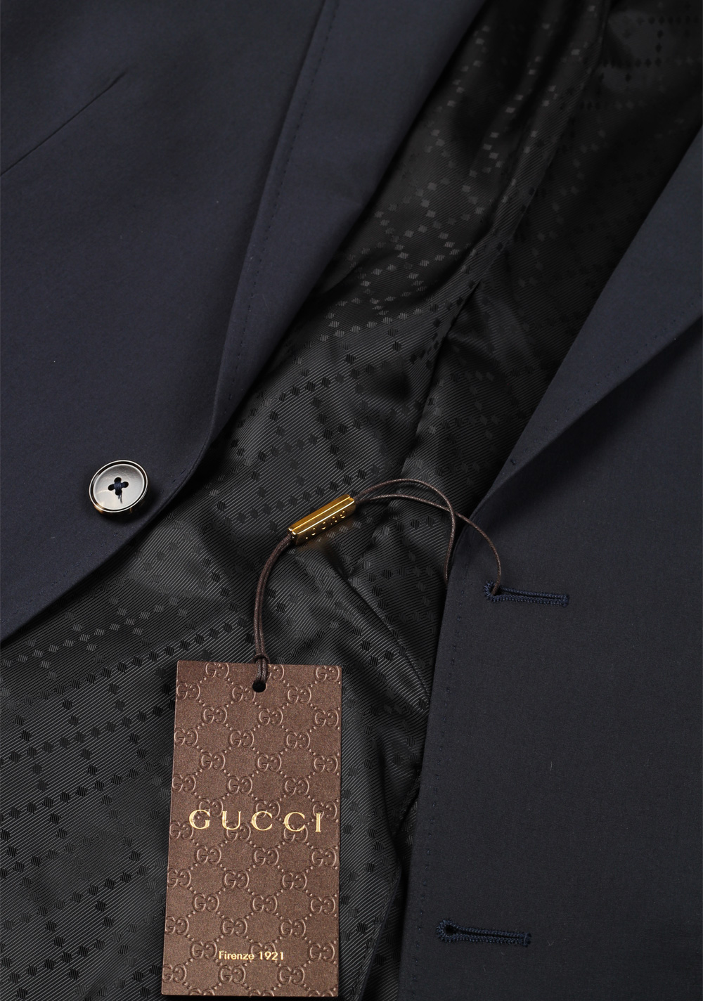 Gucci Navy Suit Size 44 / 34R U.S. Cotton | Costume Limité