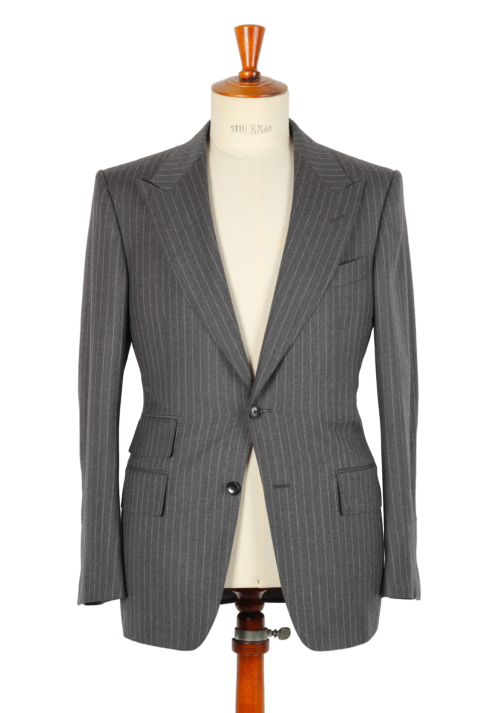 TOM FORD Gray Pinstripe Suit Size 48 / 38R U.S. Wool Silk Fit A | Costume Limité