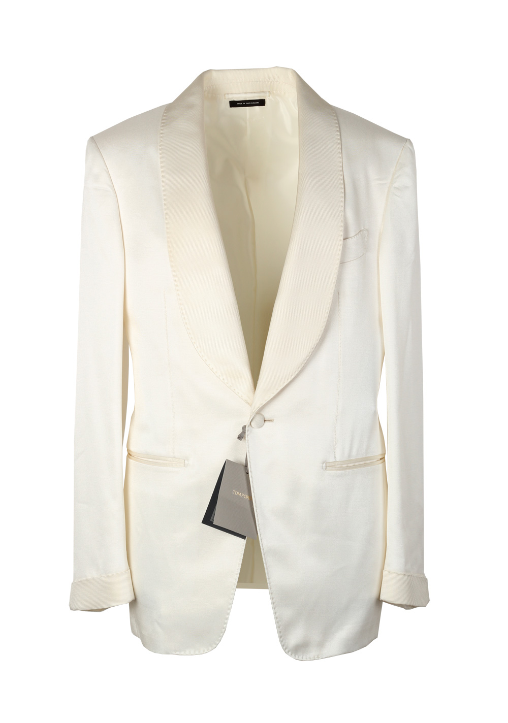 TOM FORD Shelton Shawl Collar Off White Sport Coat Tuxedo Dinner Jacket  Size 46 / 36R .