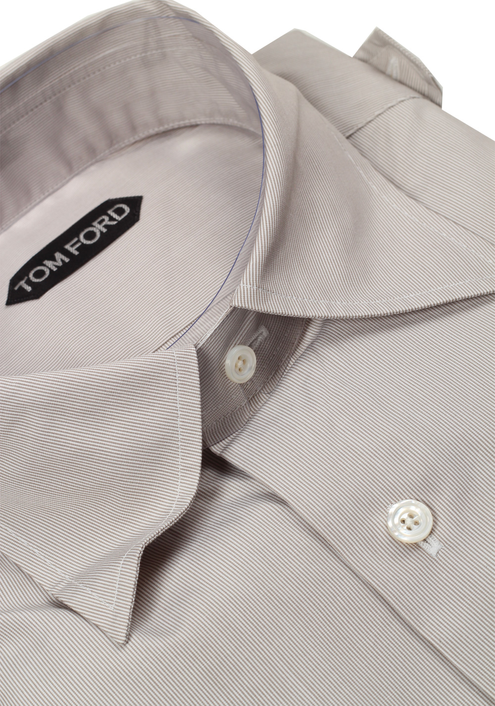 TOM FORD Striped White Gray Casual Shirt Size 40 / 15,75 U.S. | Costume Limité