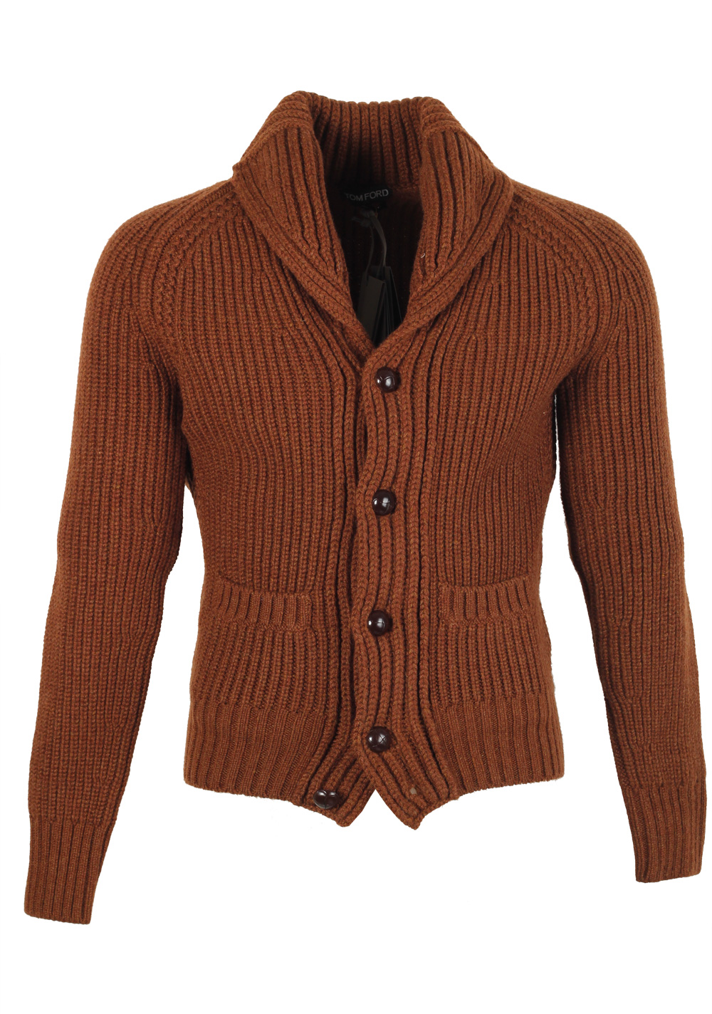 brown shawl collar cardigan