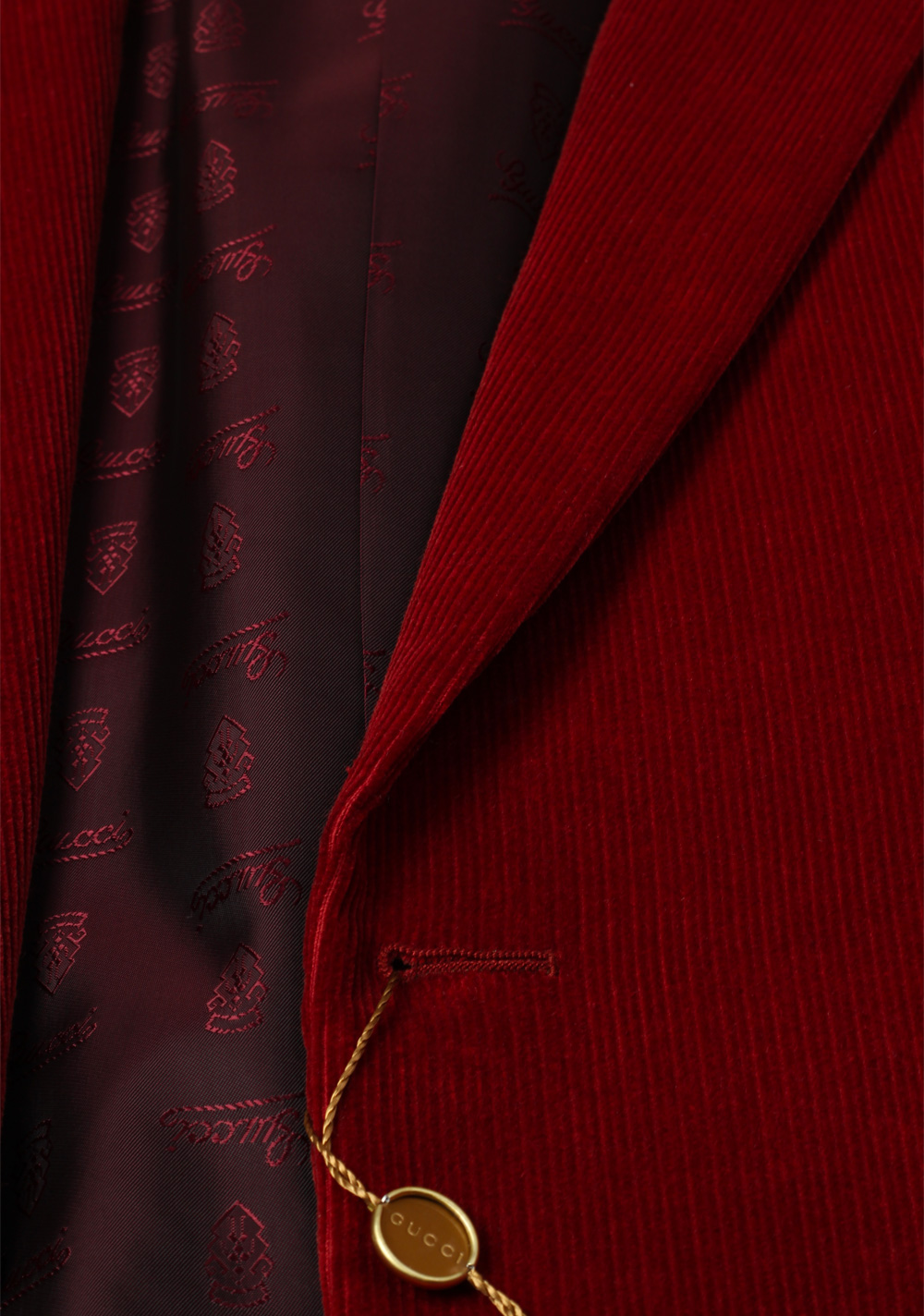 Gucci Red Corduroy Suit Size 54L / 44L U.S. In Cotton | Costume Limité