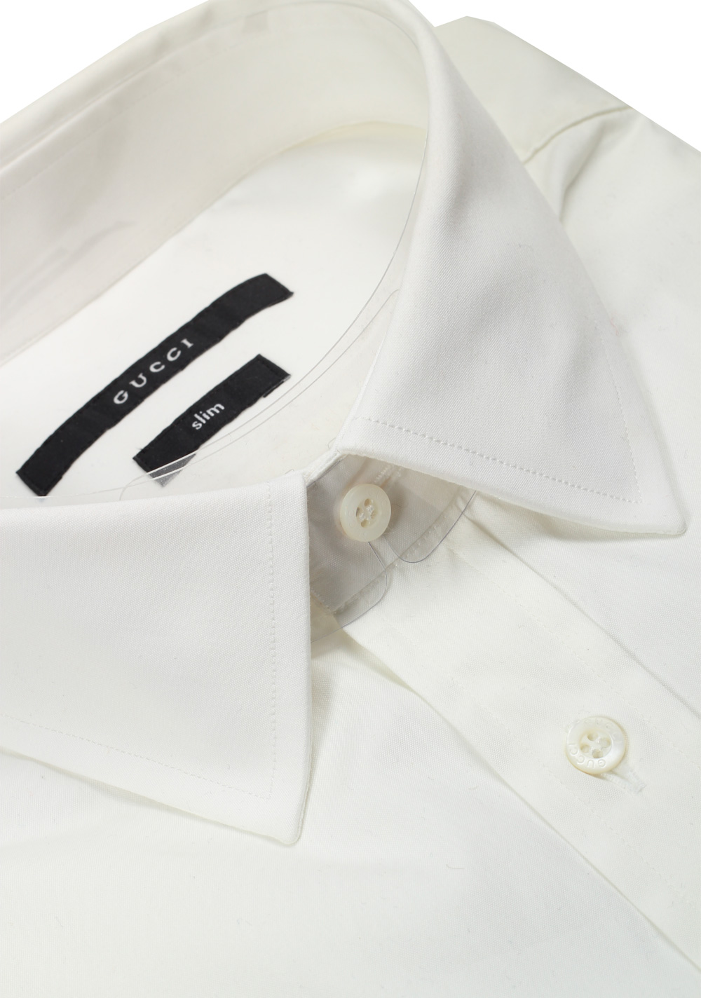 Gucci Solid Off White Dress Shirt Size 43 / 17 U.S. Slim | Costume Limité