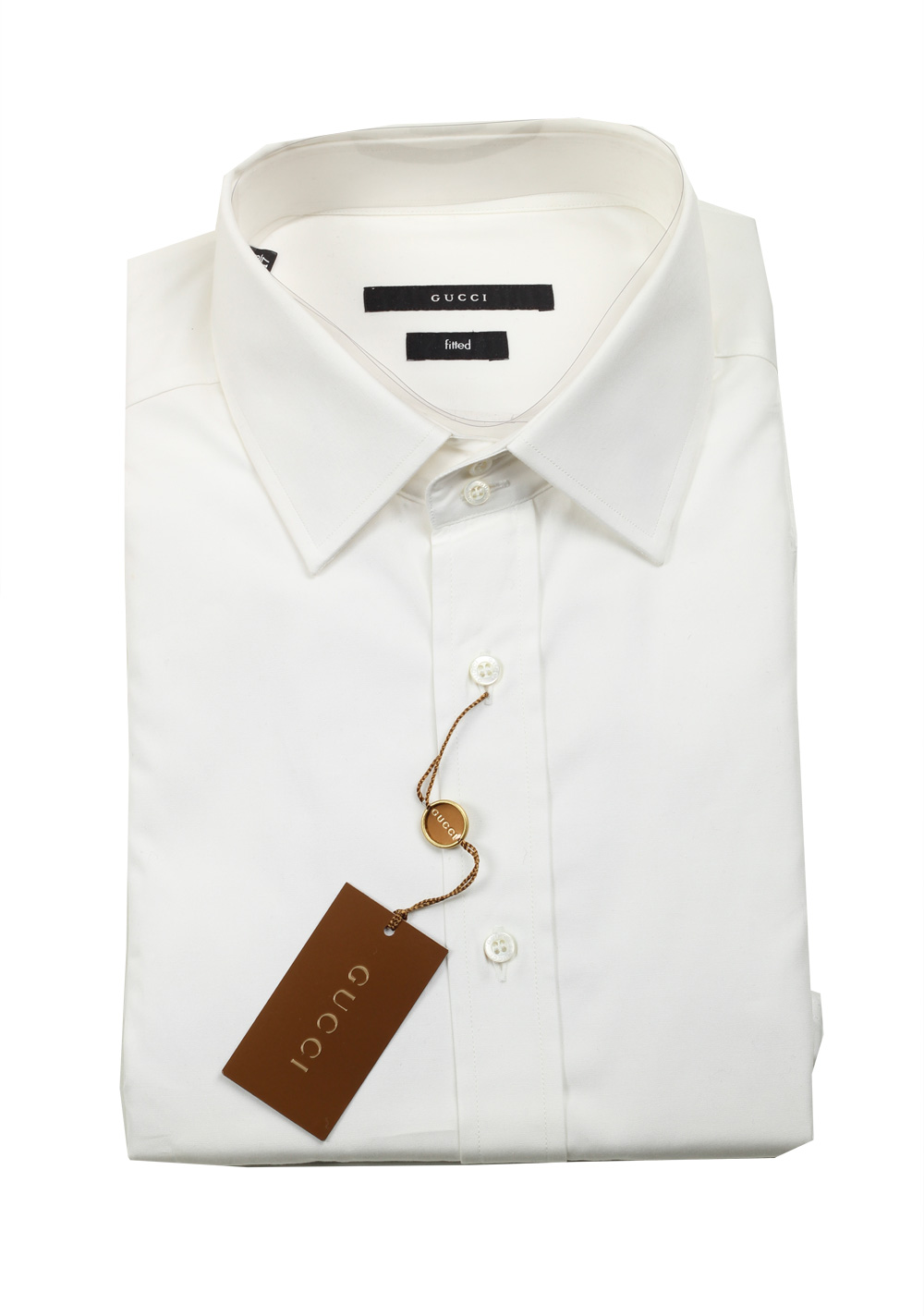 Gucci Solid Off White Dress Shirt Size 43 / 17 U.S. Fitted | Costume Limité