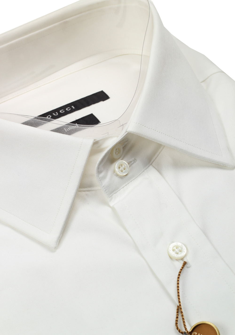 Gucci Solid Off White Dress Shirt Size 43 / 17 U.S. Fitted | Costume Limité