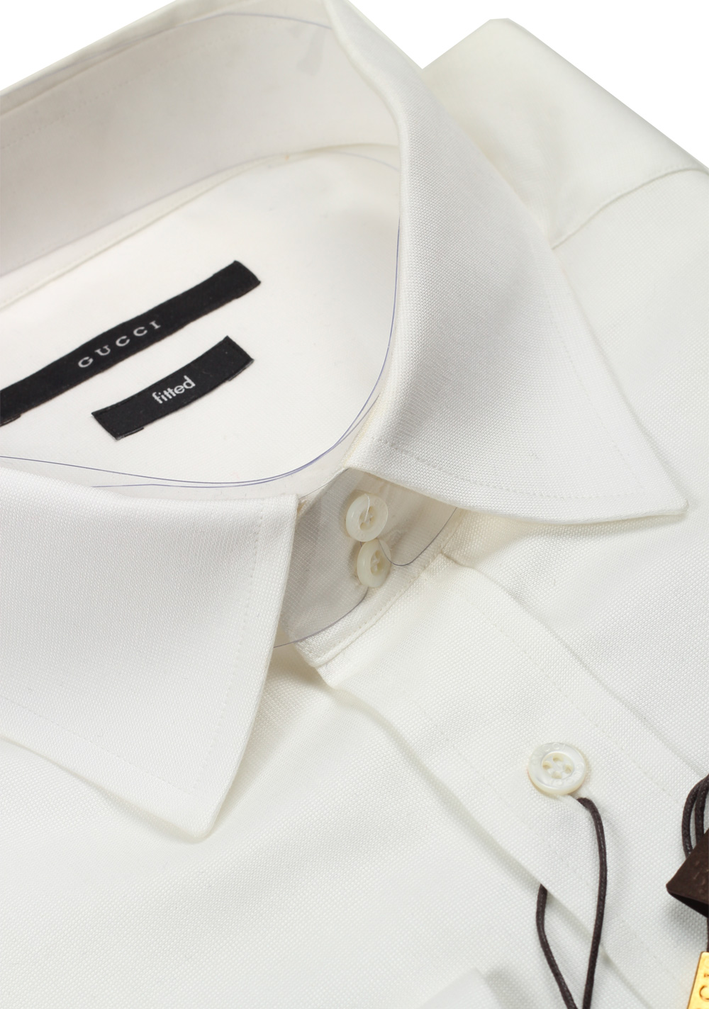 Gucci Solid Off White French Cuff Dress Shirt Size 43 / 17 U.S. Fitted | Costume Limité