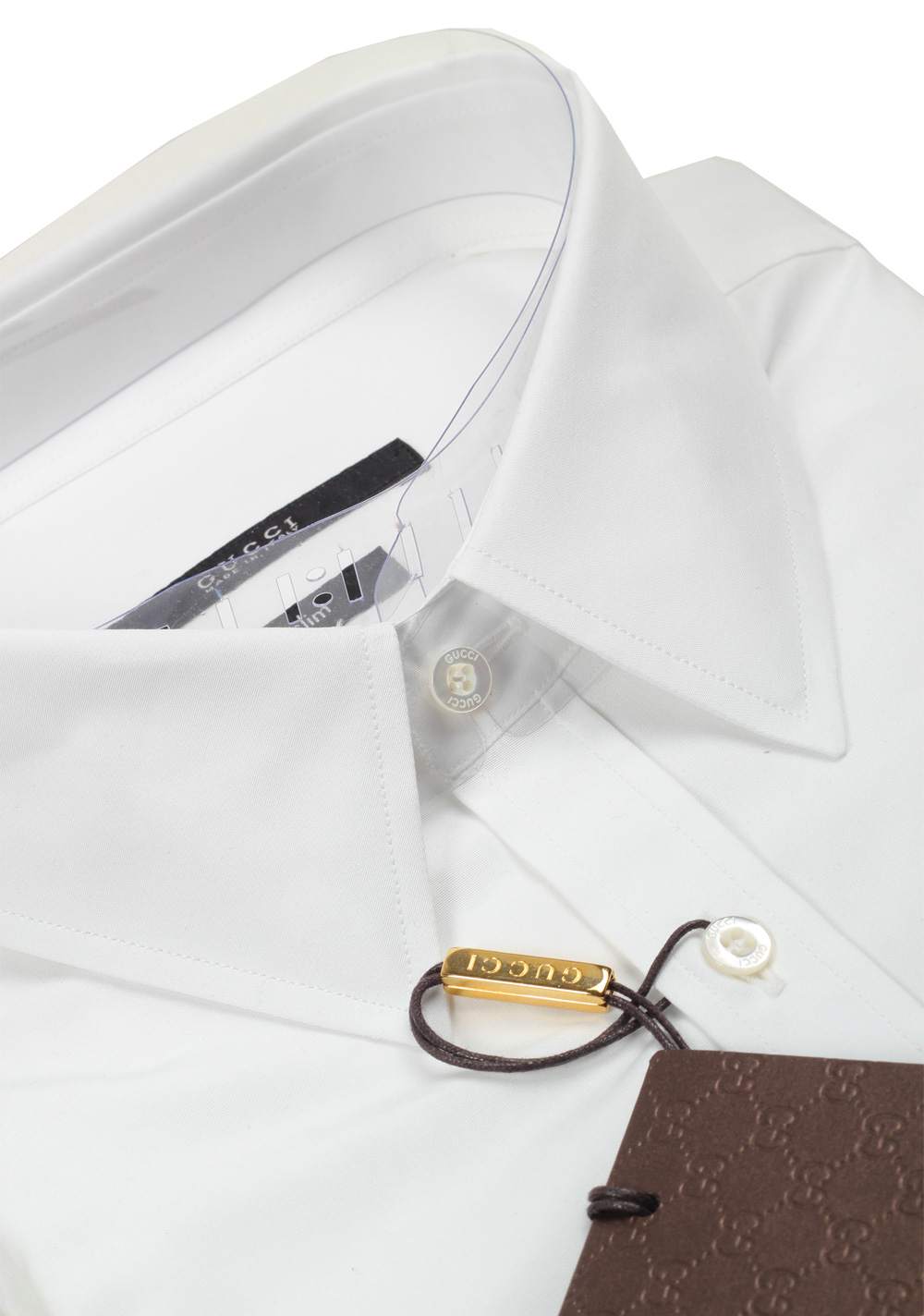 Gucci Solid White Dress Shirt Size 43 / 17 U.S. Slim