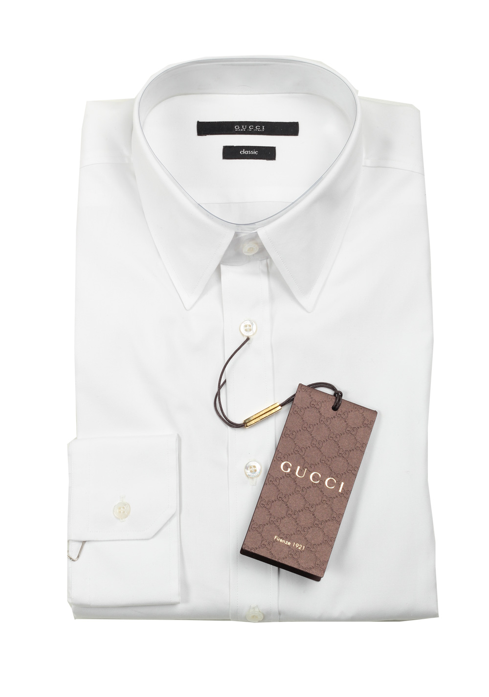 Gucci Solid White Dress Shirt Size 39 / 15,5 U.S. Classic | Costume Limité