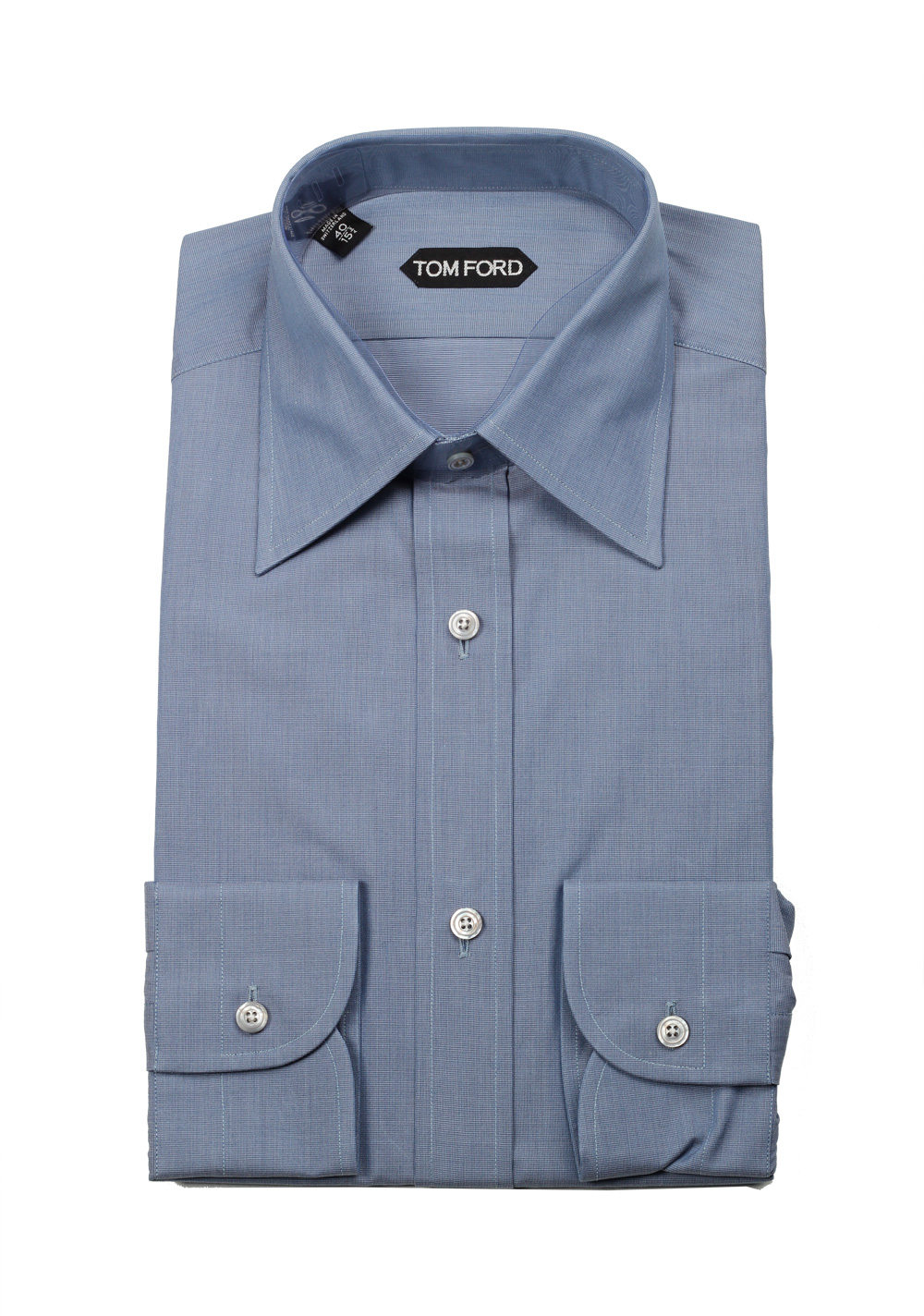 TOM FORD Solid Blue Dress Shirt Size 40 / 15,75 U.S. | Costume Limité