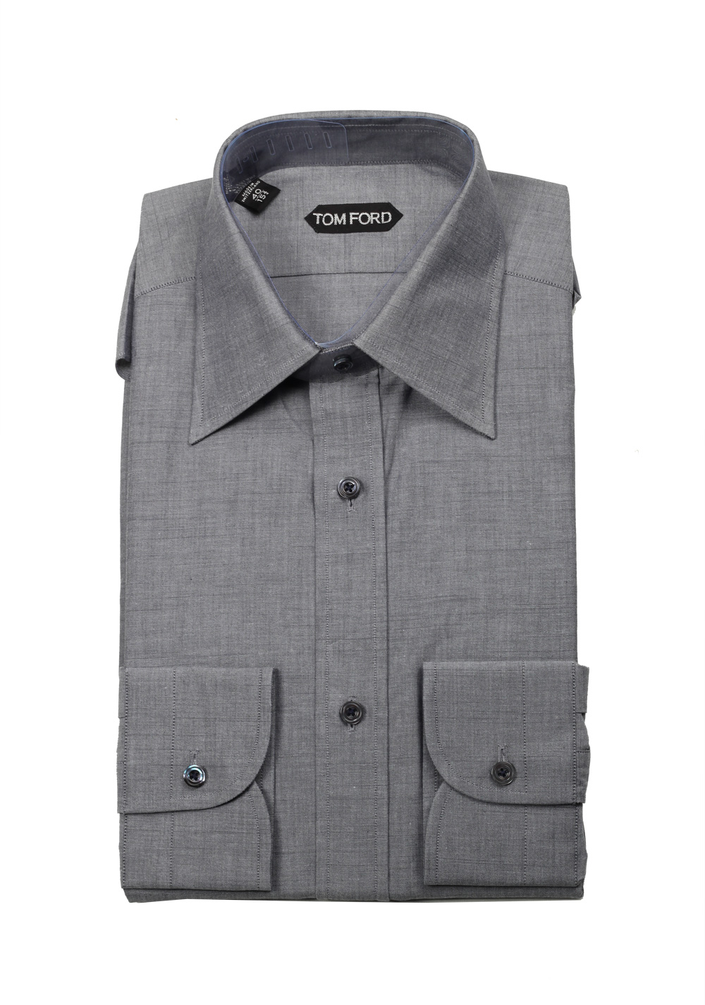 TOM FORD Solid Gray Dress Shirt Size 40 / 15,75 U.S. | Costume Limité