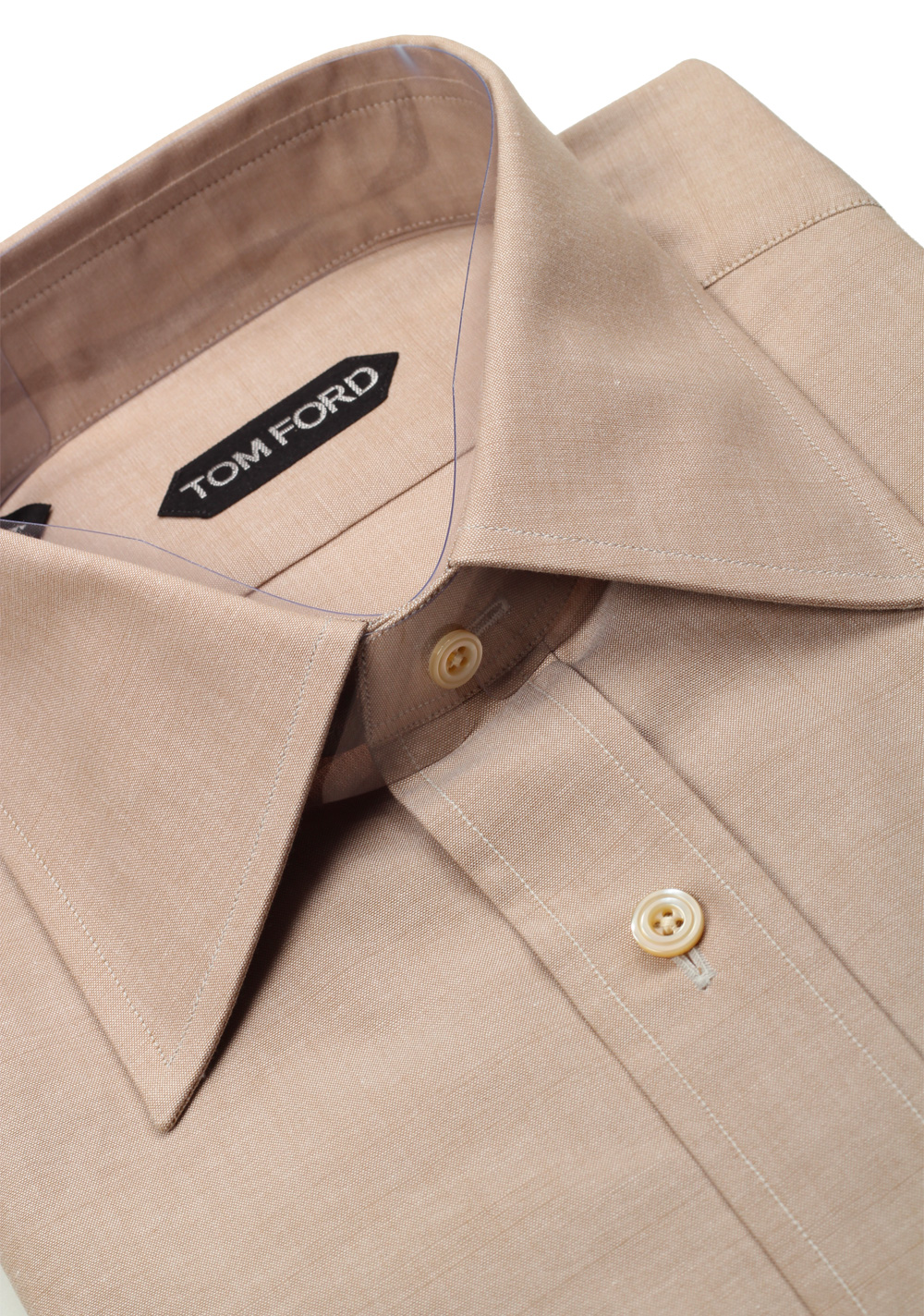 TOM FORD Solid Beige Dress Shirt Size 40 / 15,75 U.S. | Costume Limité