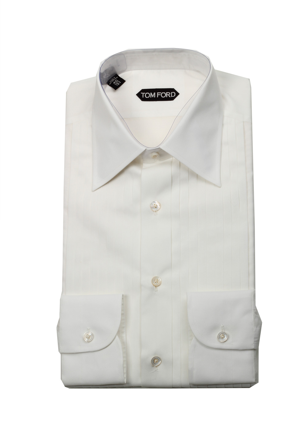 TOM FORD Solid White Tuxedo Shirt Size 40 / 15,75 U.S. | Costume Limité