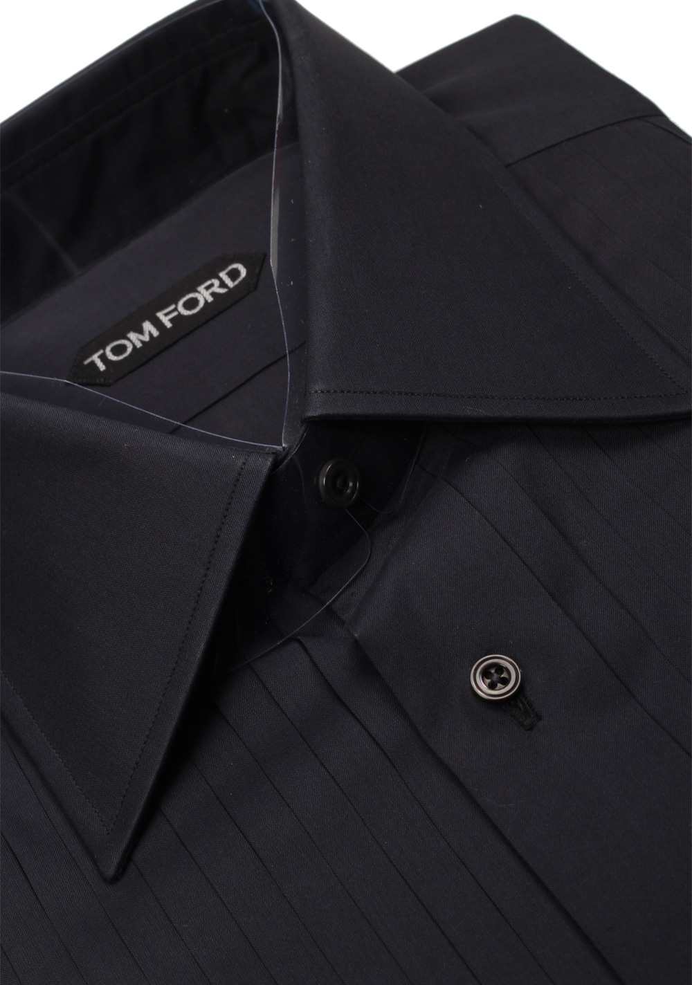 TOM FORD Solid Black Tuxedo Shirt Size 40 / 15,75 . | Costume Limité