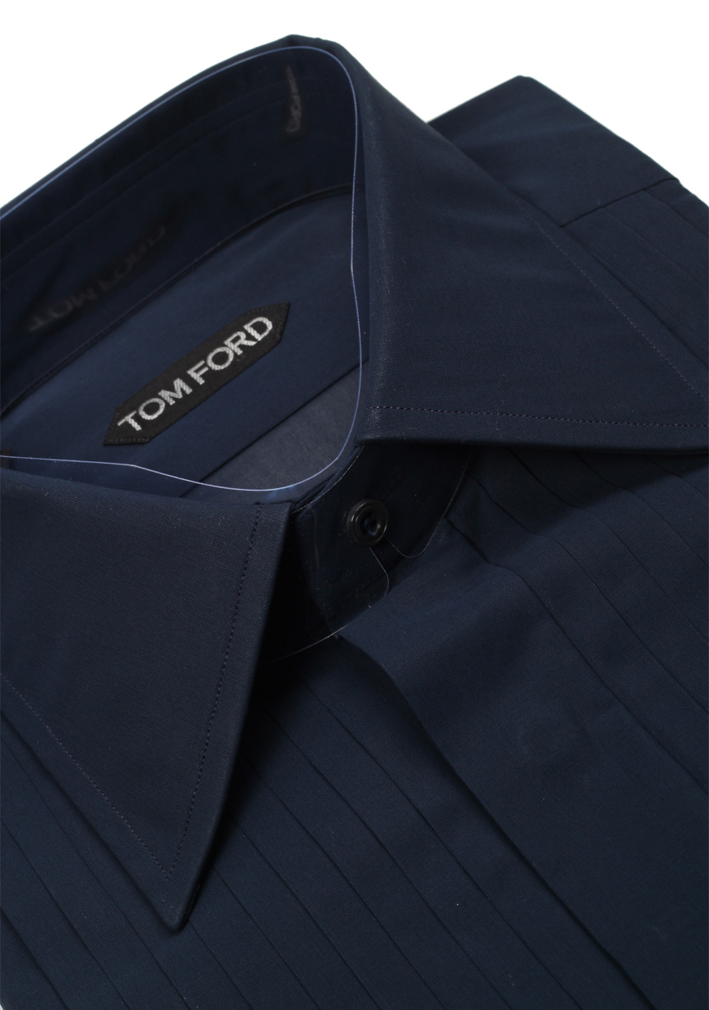 TOM FORD Solid Navy Tuxedo Shirt Size 40 / 15,75 U.S. | Costume Limité