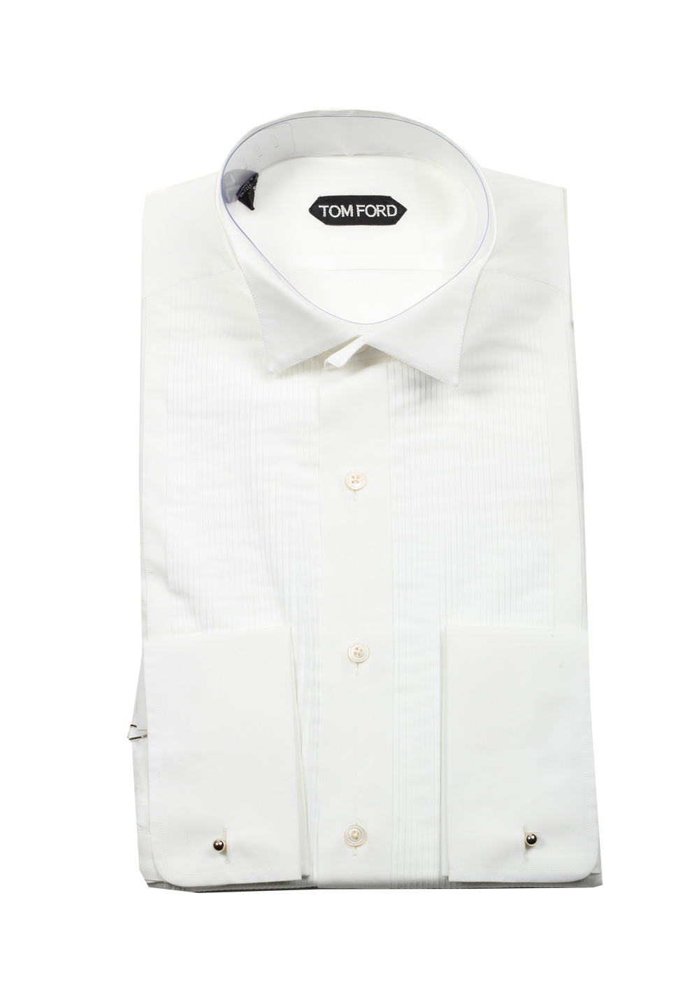 TOM FORD Solid White Tuxedo Shirt Size 39 / 15,5 . | Costume Limité