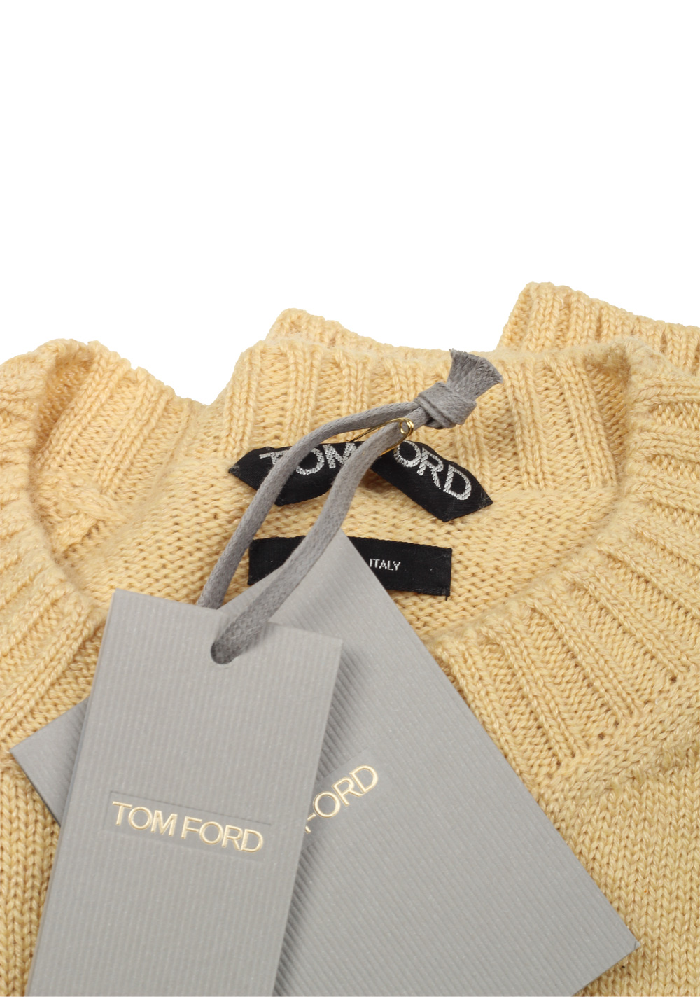 TOM FORD Yellow Crew Neck Sweater Size 48 / 38R U.S. In Cashmere Linen | Costume Limité