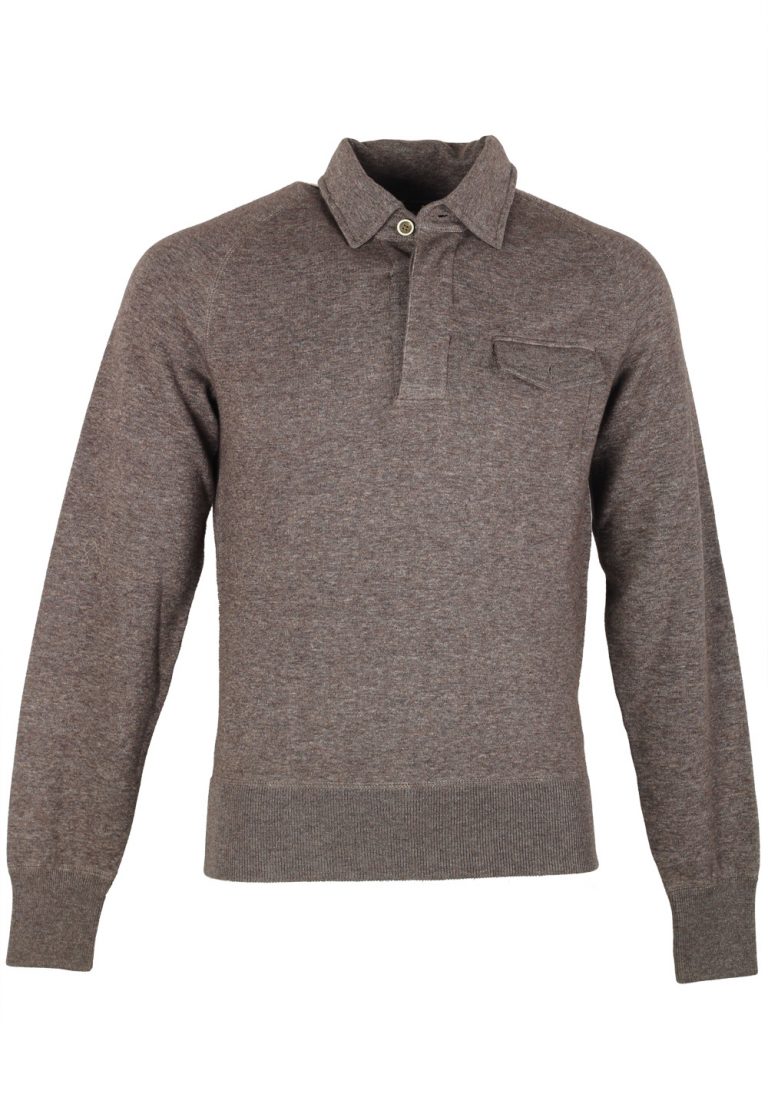 TOM FORD Gray Long Sleeve Jersey Polo Sweater Size 48 / 38R U.S. - thumbnail | Costume Limité