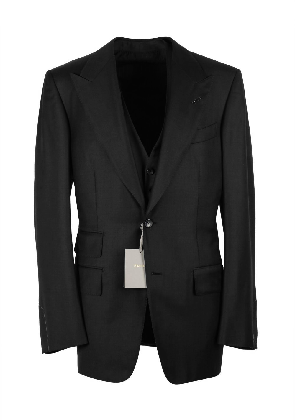 TOM FORD Windsor Black 3 Piece Suit Size 56L / 46L U.S. Wool Fit A ...