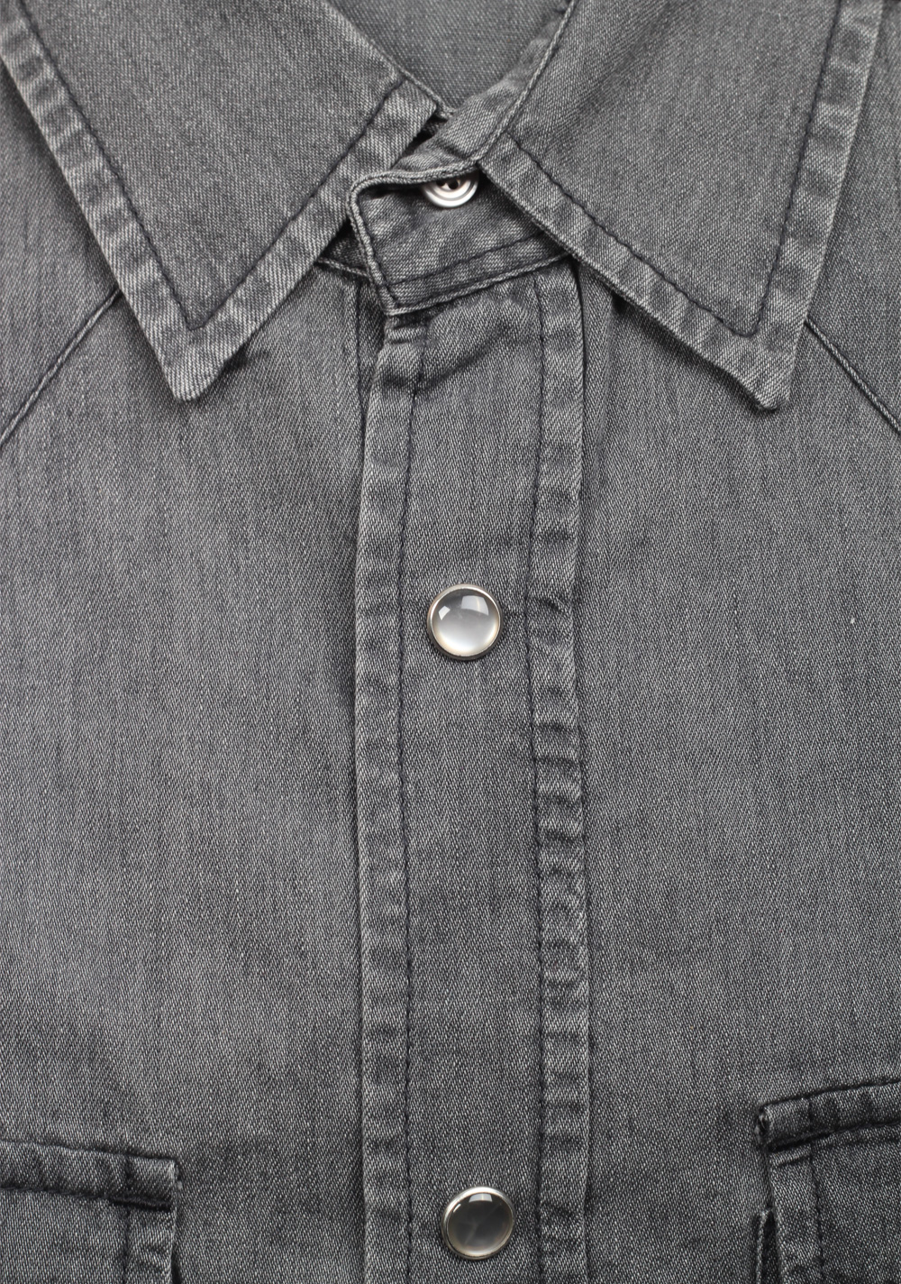 TOM FORD Solid Gray Denim Western Casual Shirt Size 39 / 15.5 U.S. | Costume Limité