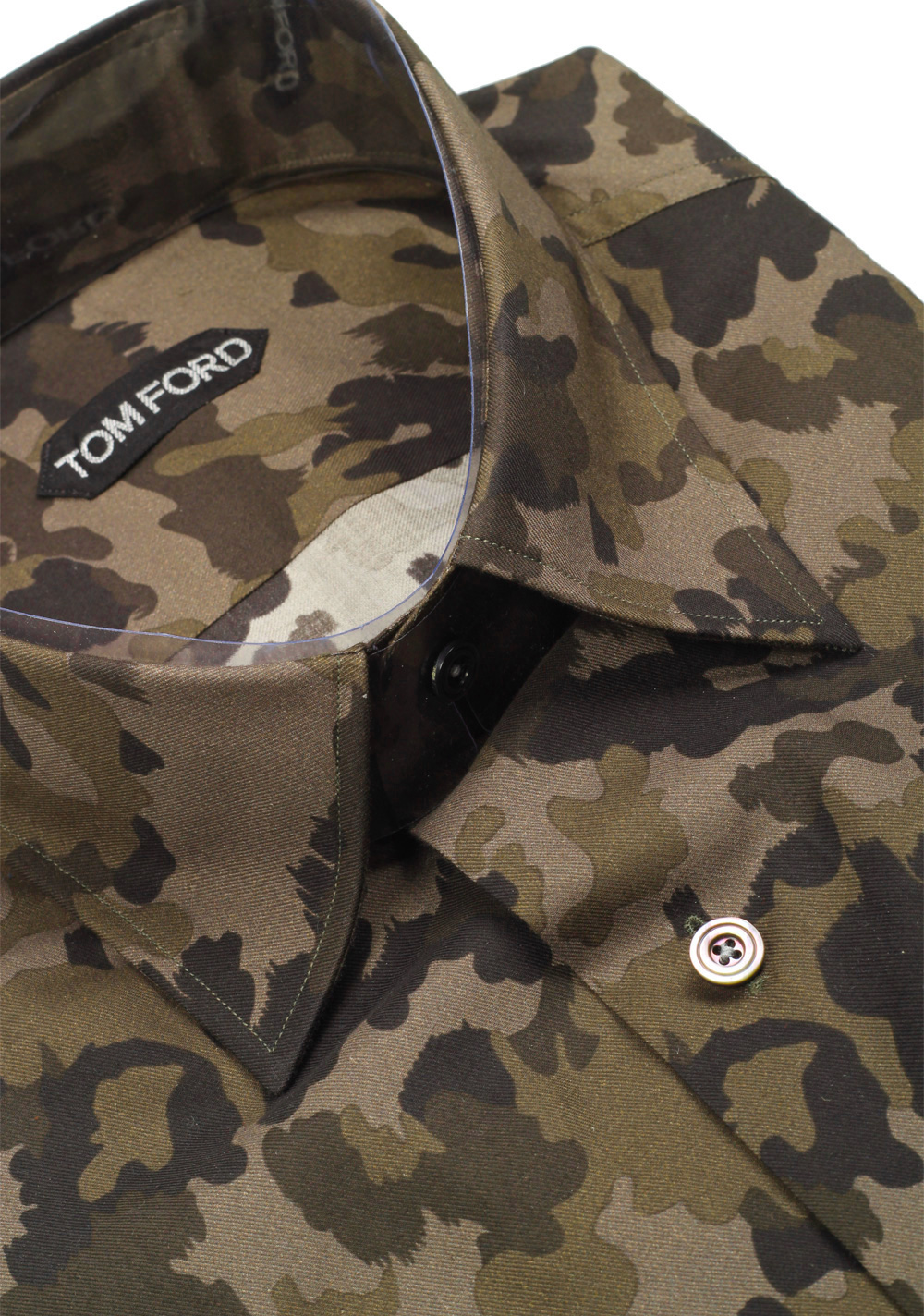 TOM FORD Green Camouflage Shirt Size 43 / 17 . | Costume Limité