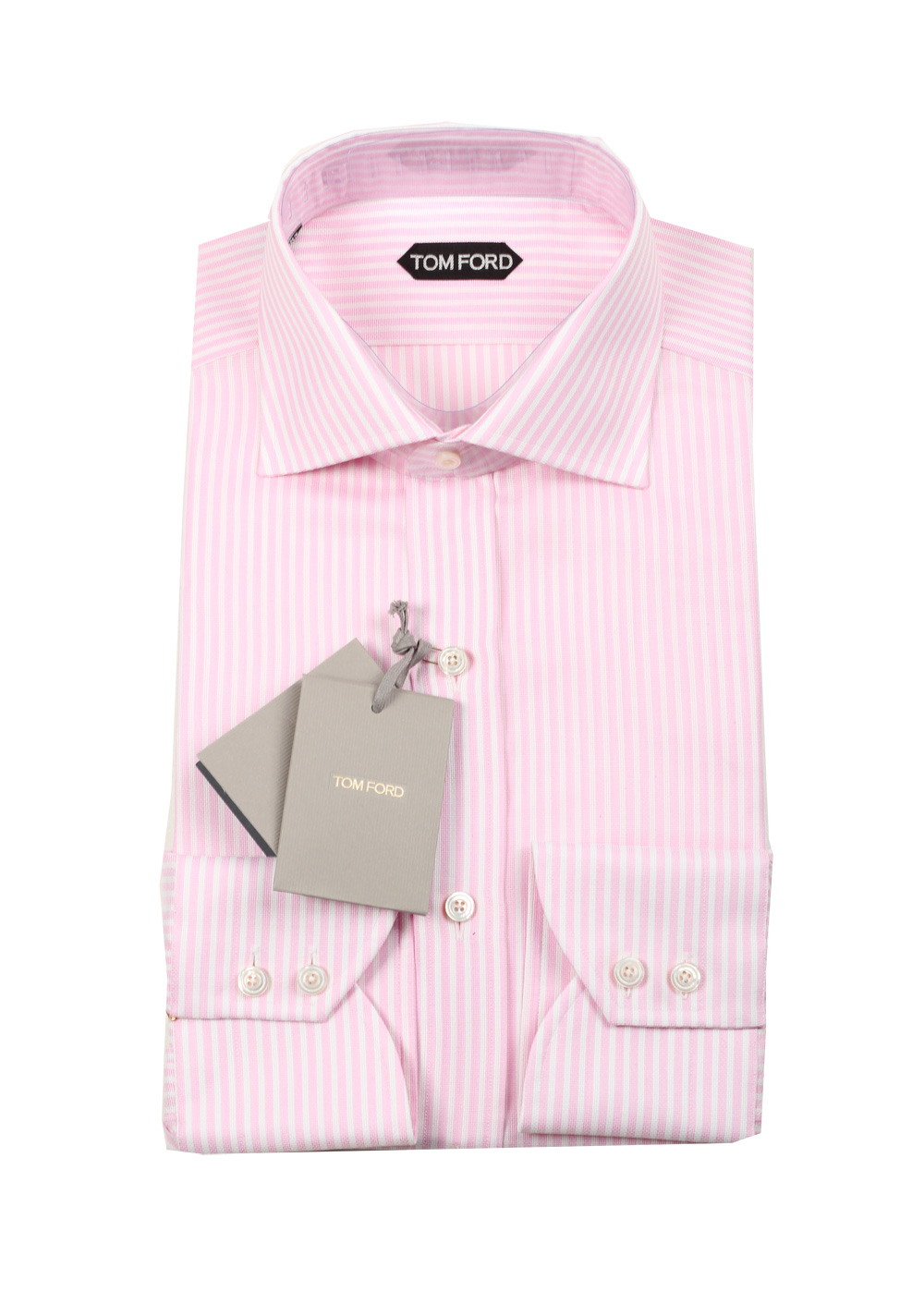 TOM FORD Striped White Pink Dress Shirt Size 43 / 17 . | Costume Limité