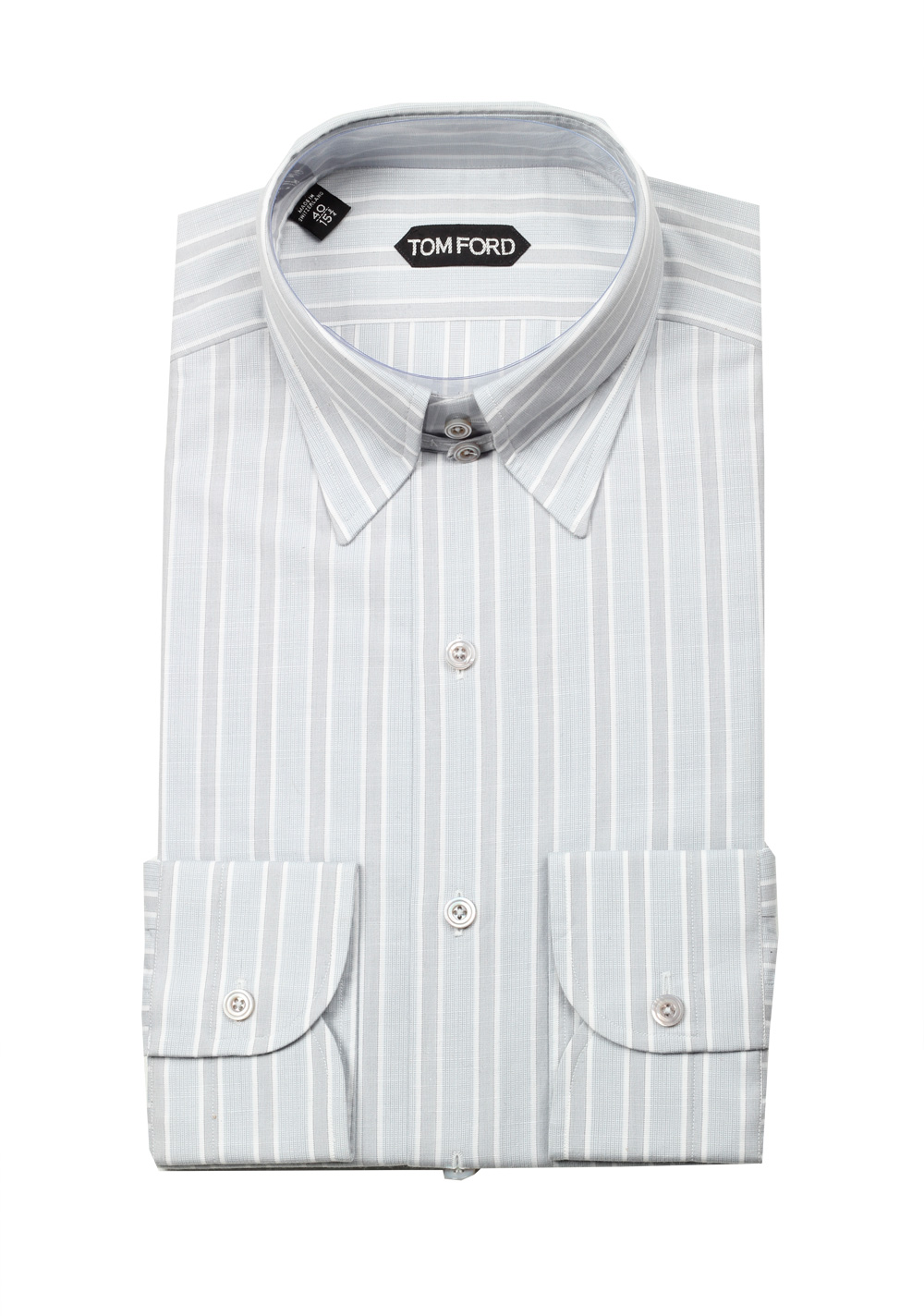 TOM FORD Striped Gray High Collar Dress Shirt Size 40 / 15,75 . |  Costume Limité