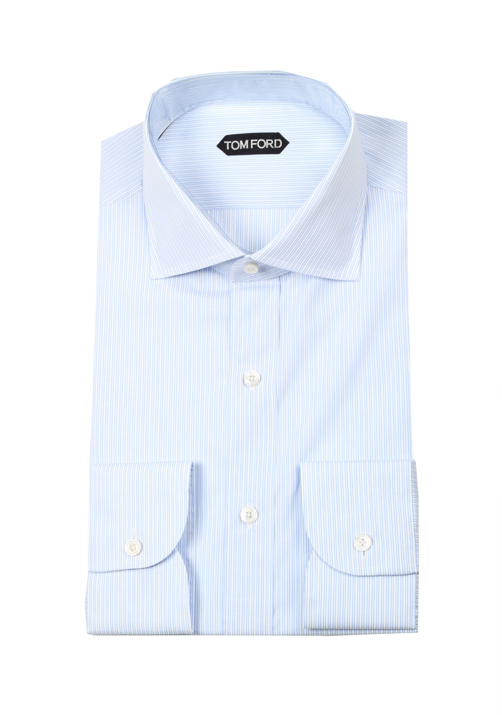 TOM FORD Striped Blue White Dress Shirt Size 44 / 17,5 U.S. | Costume Limité