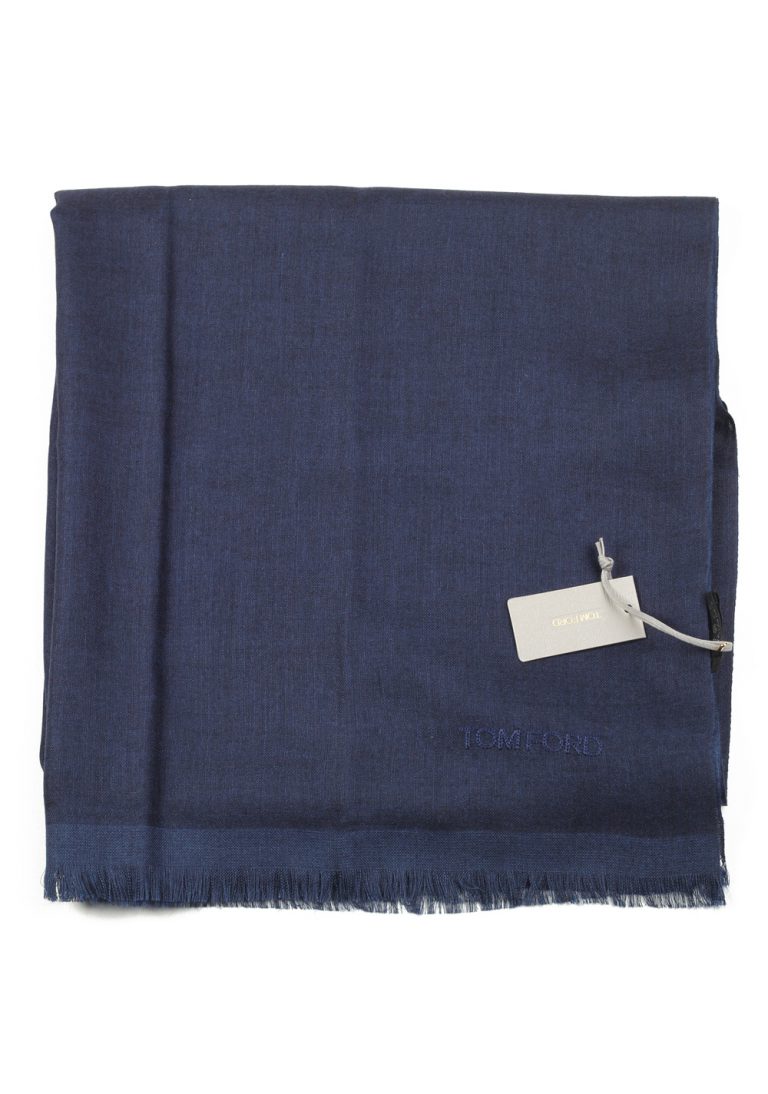 Tom Ford Blue Cashmere Silk Signature Scarf 75″ / 30″ - thumbnail | Costume Limité