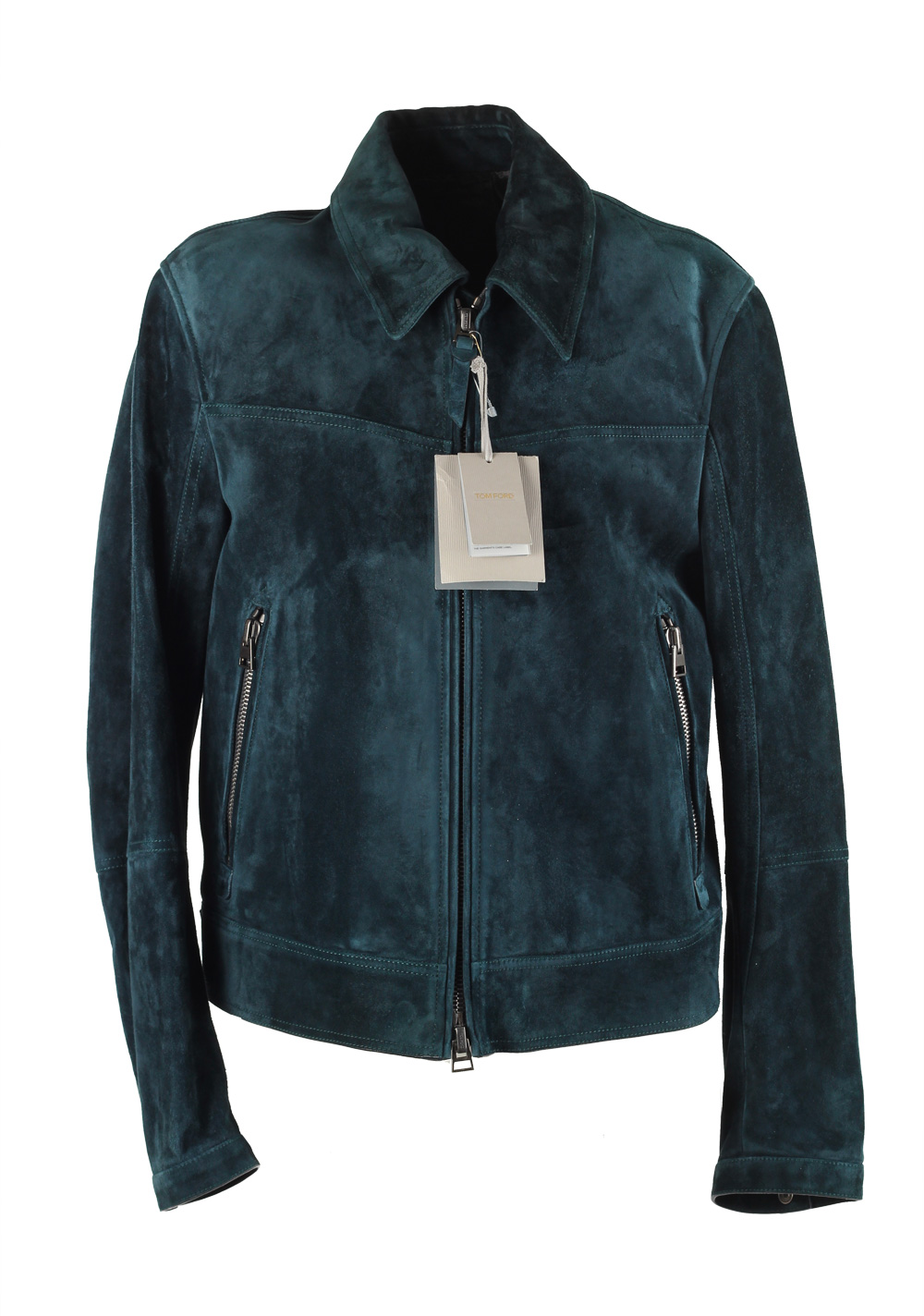 TOM FORD Teal Leather Suede Jacket Coat Size 50 / 40R U.S. 
