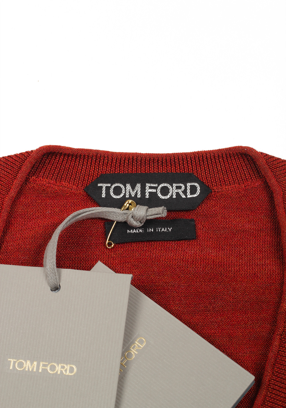 TOM FORD Copper V Neck Sweater Size 48 / 38R . In Silk | Costume Limité