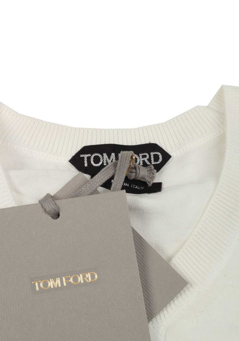 TOM FORD White Long Sleeve Henley Sweater Size 48 / 38R . In Cotton |  Costume Limité