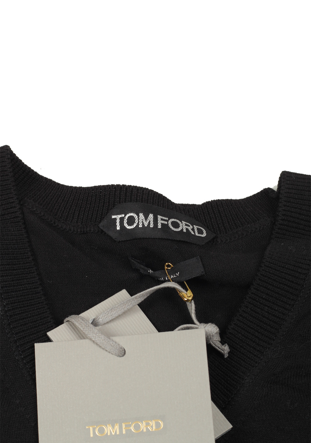 TOM FORD Black Long Sleeve Henley Sweater Size 48 / 38R . In Cotton |  Costume Limité