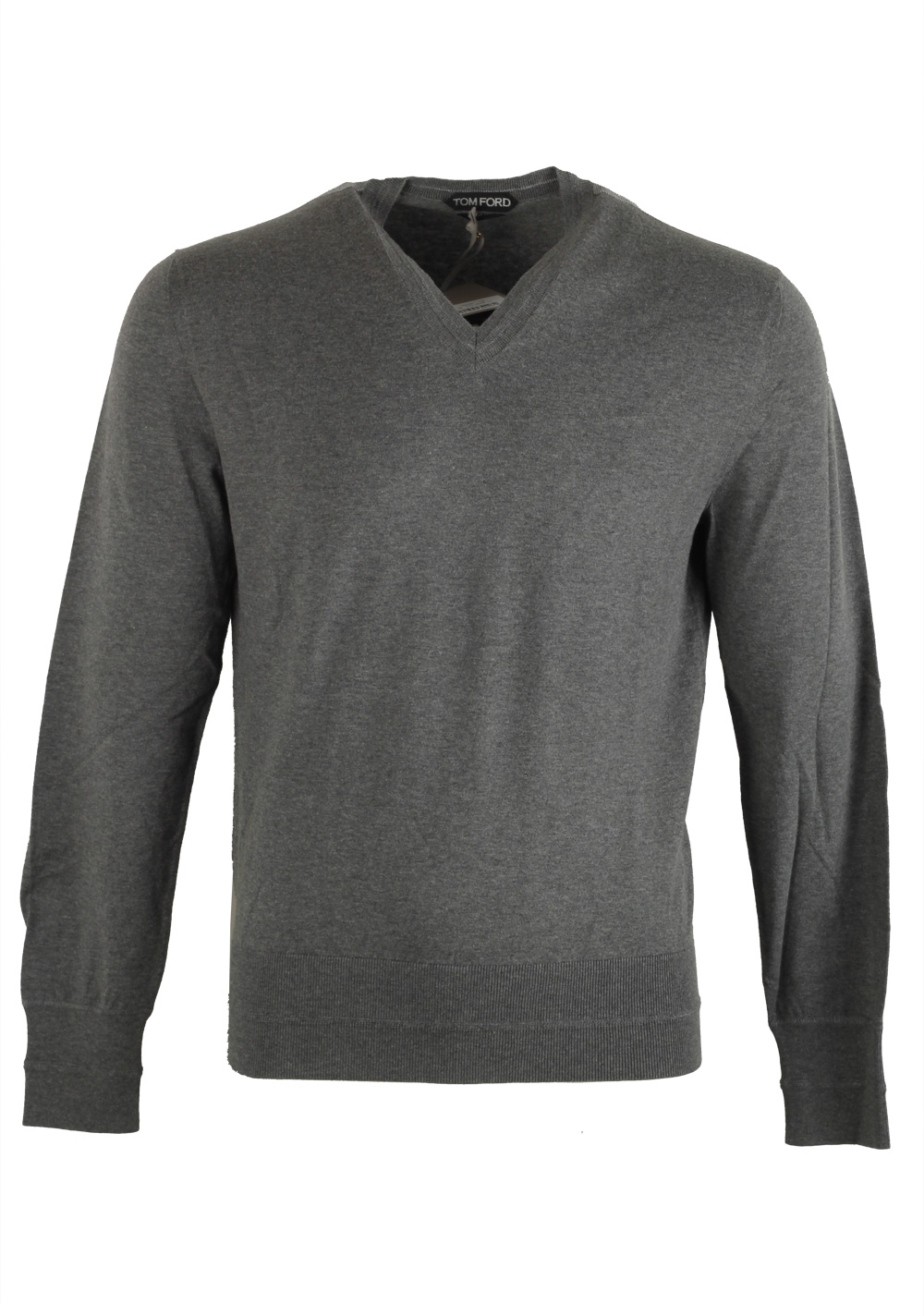 TOM FORD Gray V Neck Sweater Size 48 / 38R U.S. In Silk Blend | Costume ...