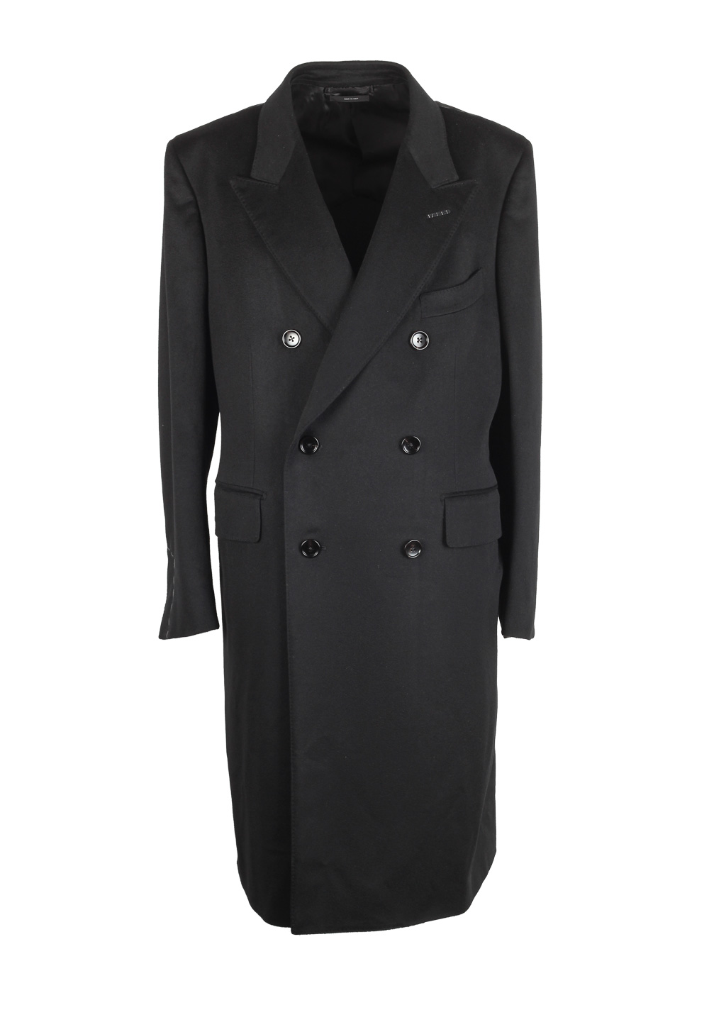 TOM FORD Black Cashmere Double Breasted Coat Size 52 / 42R U.S. Outerwear | Costume Limité