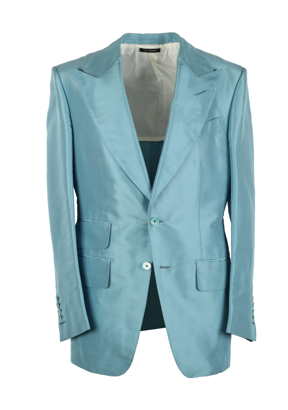 TOM FORD Atticus Teal Silk Suit Size 46 / 36R U.S. | Costume Limité