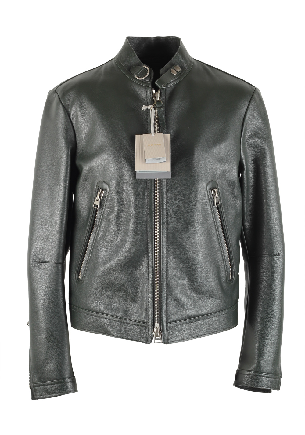 TOM FORD Green Biker Leather Jacket Coat 48 / 38R U.S. Outerwear | Costume Limité