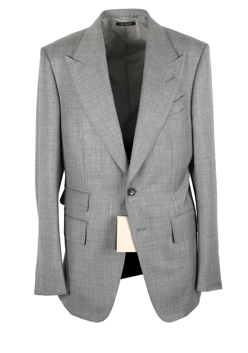 TOM FORD Shelton Solid Gray Sharkskin Suit Size 48 / 38R U.S. In Wool | Costume Limité