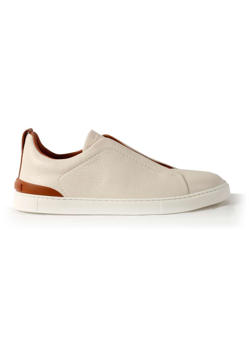 ZEGNA Triple Stitch White Brown Leather Shoes | Costume Limité