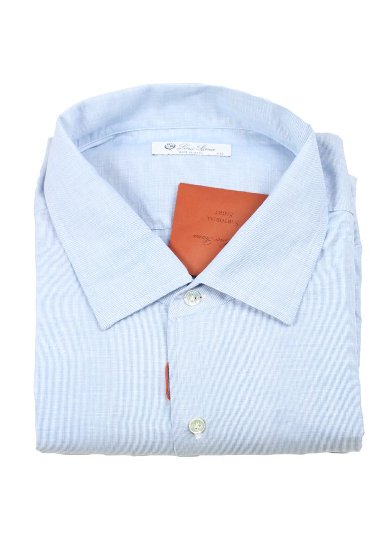 Loro Piana Solid Blue Linen Cotton Shirt - thumbnail | Costume Limité