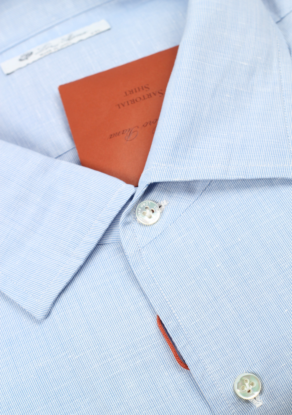 Loro Piana Solid Blue Linen Cotton Shirt | Costume Limité