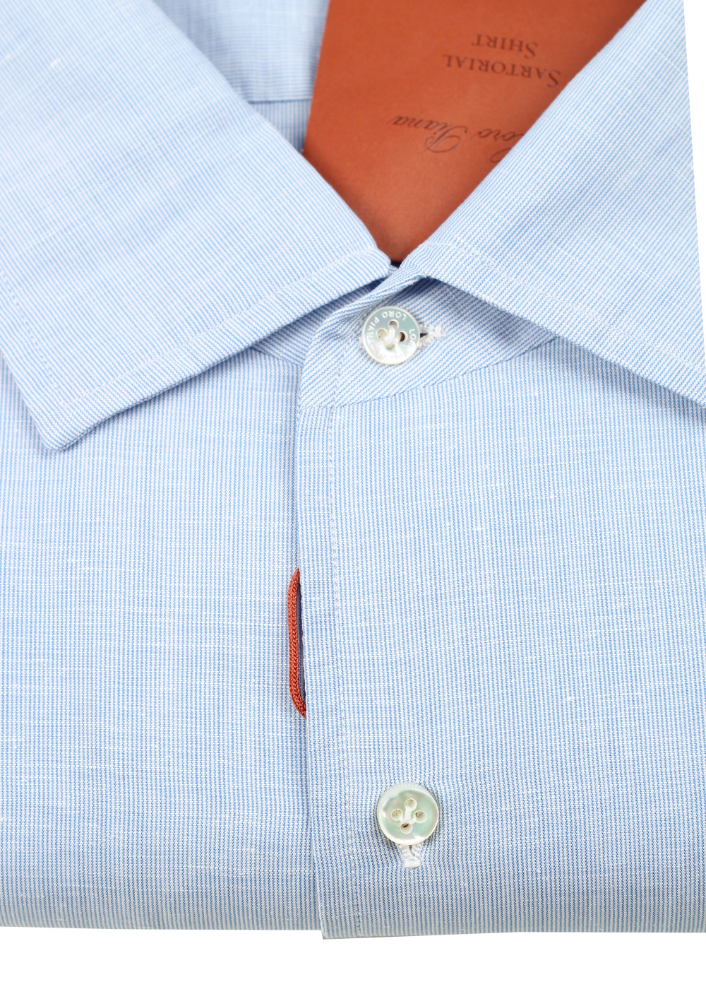 Loro Piana Solid Blue Linen Cotton Shirt | Costume Limité