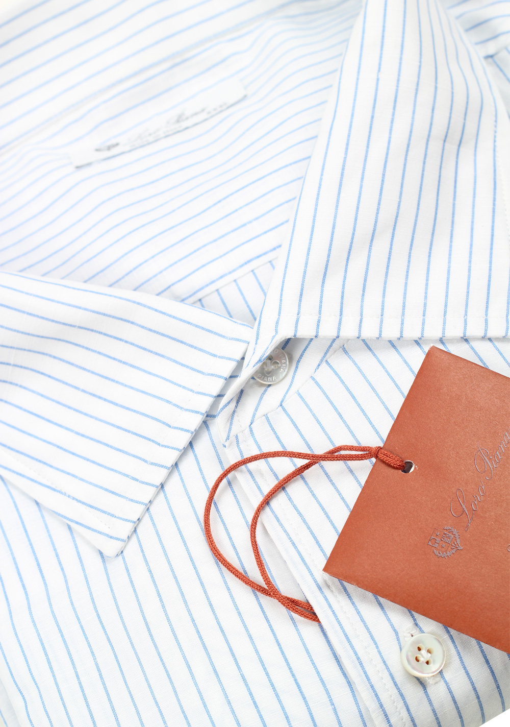 Loro Piana Striped Blue White Linen Cotton Shirt Size XXXL / 44 IT / 17,5 U.S. | Costume Limité