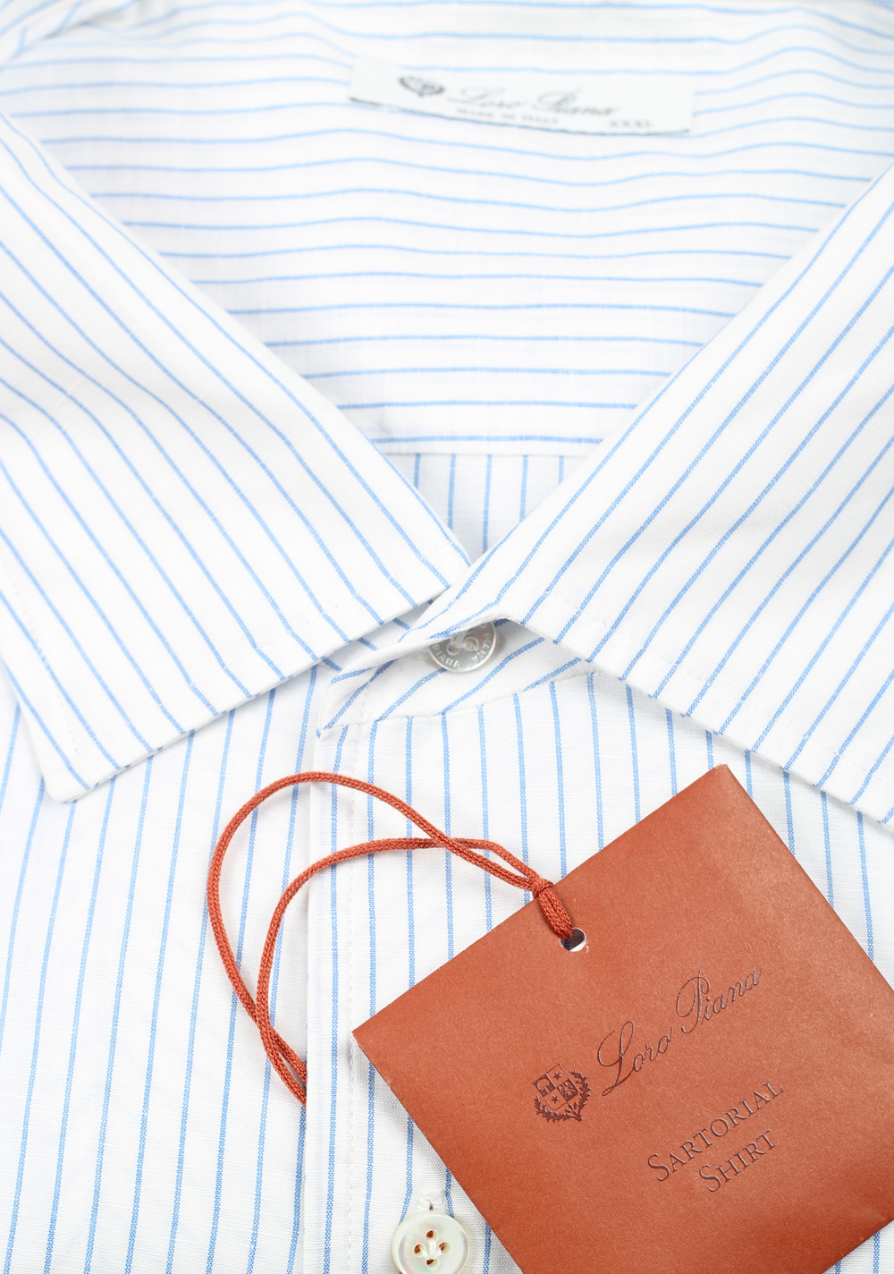 Loro Piana Striped Blue White Linen Cotton Shirt Size XXXL / 44 IT / 17,5 U.S. | Costume Limité