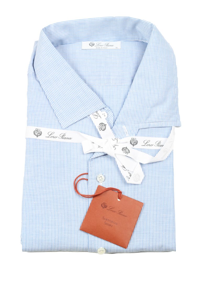 Loro Piana Striped Blue Linen Cotton Shirt - thumbnail | Costume Limité