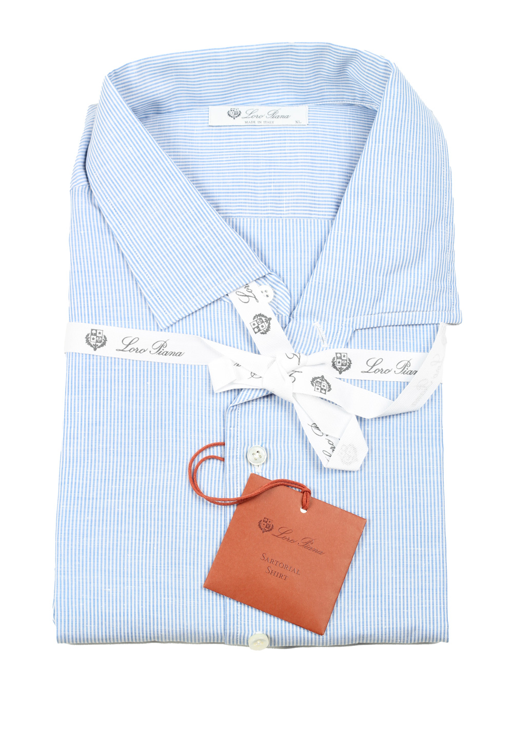 Loro Piana Striped Blue Linen Cotton Shirt | Costume Limité