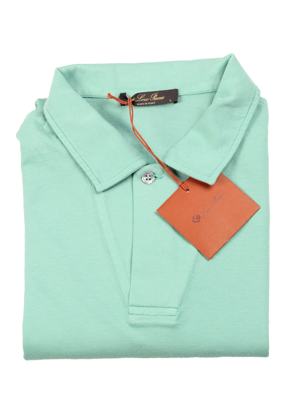 Loro Piana Solid Turquoise Cotton Silk Polo Size Large / 41 IT / 16 U.S. | Costume Limité